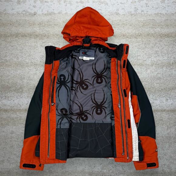 Vintage 90s Spyder Windbreaker Ski Jacket Mens XL Burnt Orange Black Full Zip - Picture 2 of 11